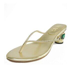 XYD Women Fashion Thong Mid Heel Sandals Casual Flip Flops Open Almond Toe Daily